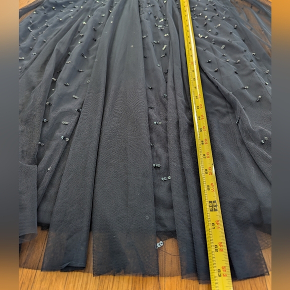 Adrianna Papell Embellished Cap-Sleeve Gown Beaded Midnight Blue Size 6 - Picture 14 of 16